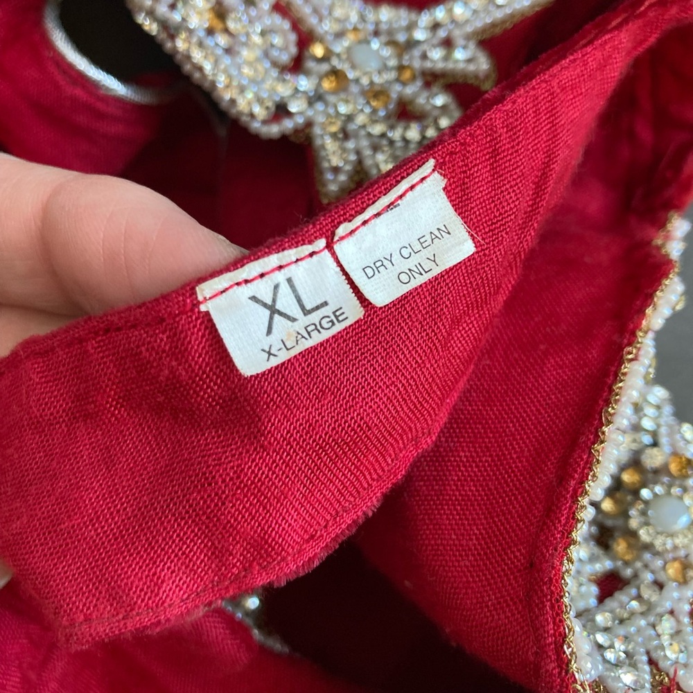 Unbranded Red & Yellow Beaded & Sequined Gown Dress Costume, Sz XL/14 - Picture 12 of 16
